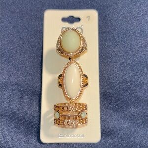 MIA Trio Gold and Cream Ring Set